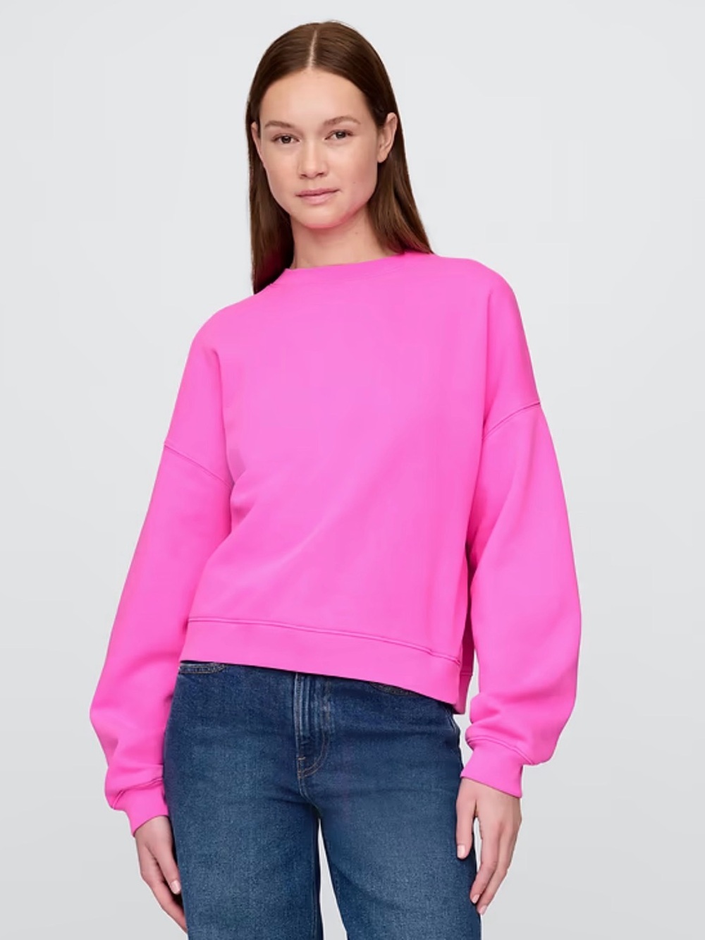 GAP Vintage Soft Neon Pink Oversized Drop Shoulder Crewneck Sweatshirt Size XXL